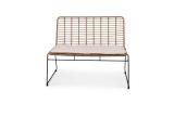 Rotan bankje incl. kussen beige