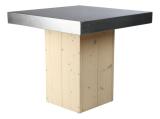 Tafel Whitewash met robuust (RVS) blad 80x80cm (laag model)