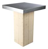 Statafel Whitewash met robuust (RVS) blad 80x80cm