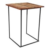 Statafel Black Steel met Bruut (hout/industrieel) blad 80x80cm