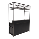 Verhoogd klapbuffet Black Steel zwart(160x70cm) met RVS blad en opstaande rand inclusief buffet bovenbouw