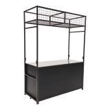 Klapbuffet Black Steel (160x70cm) zwart met RVS blad inclusief buffet bovenbouw