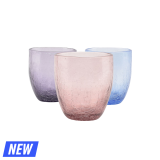 Waterglas Crackle 25cl (Purple, light blue, pink) (per 24 stuks)
