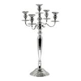 Kandelaar verzilverd 5 armig 60cm hoog