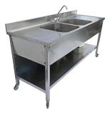 Spoeltafel met 2 spoelbakken en boiler (230V/2200W)