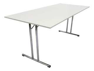 Conferentie / klaptafel wit 180x80cm met chromen T-poot – Wit 180x80cm met chromen T-poot