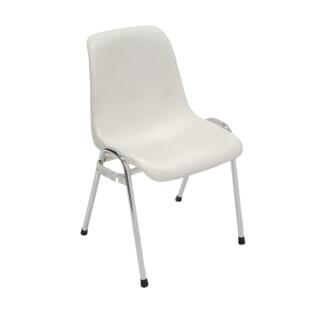 Kuipstoel wit, chroom frame, stapel/koppelbaar – Wit