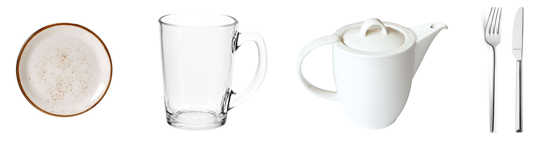 verschillende stukken servies