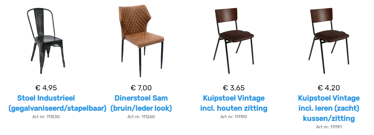 Leidinggevende Zending Ananiver Stoelen huren bij Accuraat Verhuur